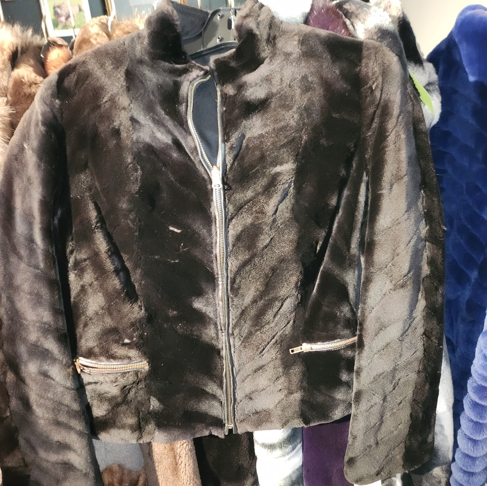 Luxurious sheared mink zipper jacket